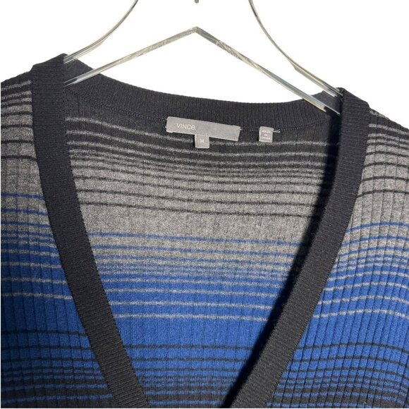 Vince Cashmere Blend Long sleeve Striped cardigan Sweater womens size medium - Picture 4 of 7